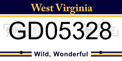 GD05328 West Virginia License Plate