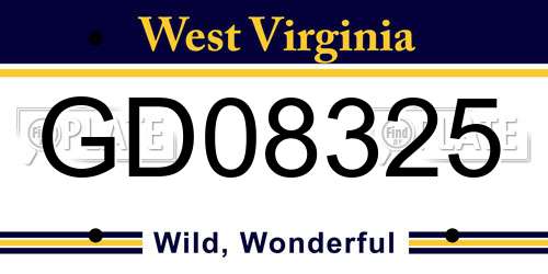 GD08325 West Virginia License Plate