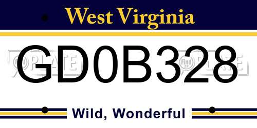 GD0B328 West Virginia License Plate