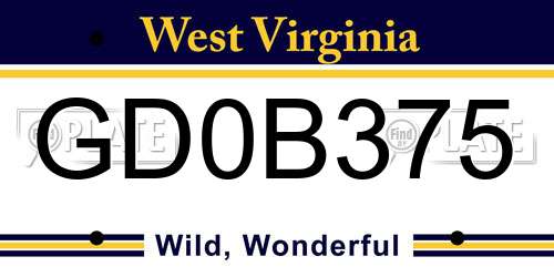 GD0B375 West Virginia License Plate