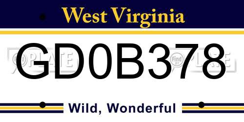 GD0B378 West Virginia License Plate