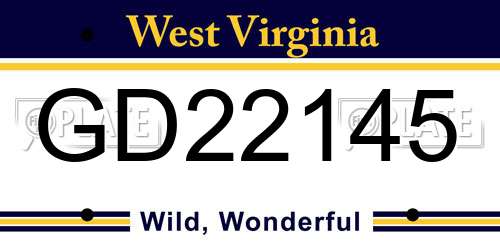 GD22145 West Virginia License Plate