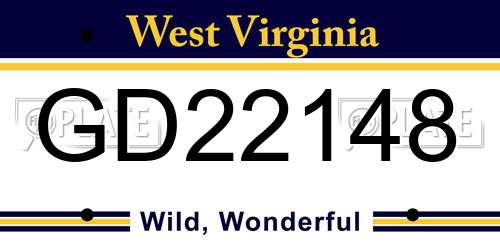 GD22148 West Virginia License Plate