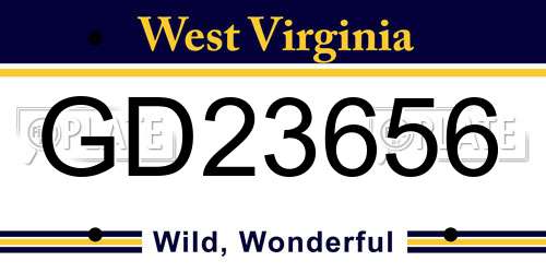 GD23656 West Virginia License Plate