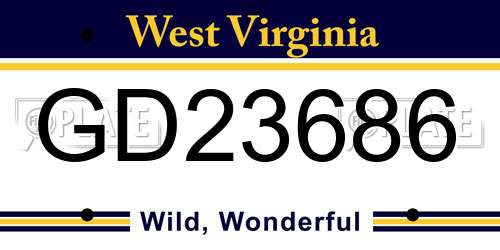 GD23686 West Virginia License Plate