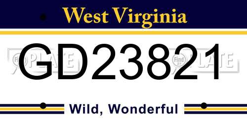 GD23821 West Virginia License Plate