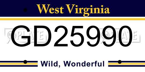GD25990 West Virginia License Plate
