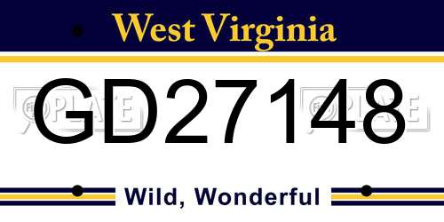 GD27148 West Virginia License Plate
