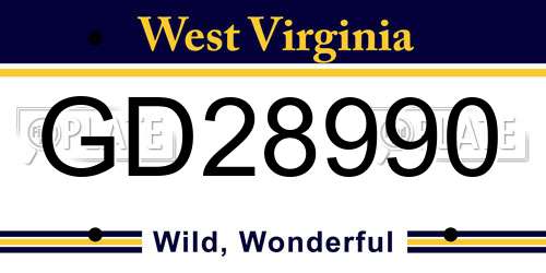 GD28990 West Virginia License Plate