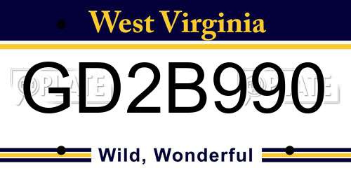 GD2B990 West Virginia License Plate