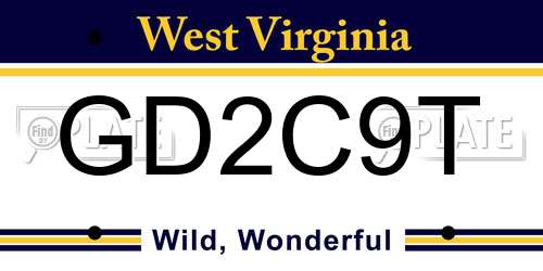 GD2C9T West Virginia License Plate