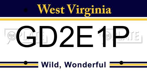 GD2E1P West Virginia License Plate