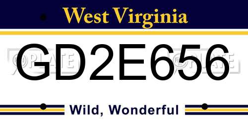 GD2E656 West Virginia License Plate