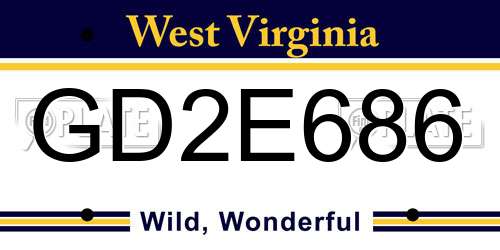 GD2E686 West Virginia License Plate