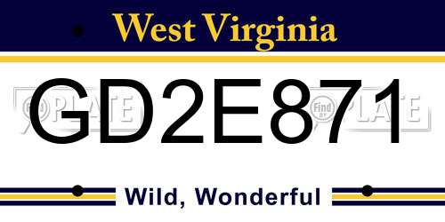 GD2E871 West Virginia License Plate