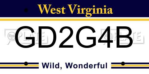 GD2G4B West Virginia License Plate
