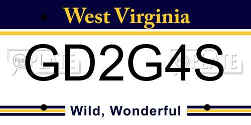 GD2G4S West Virginia License Plate