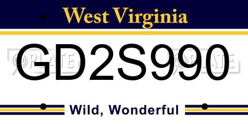 GD2S990 West Virginia License Plate