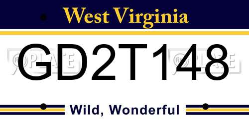 GD2T148 West Virginia License Plate