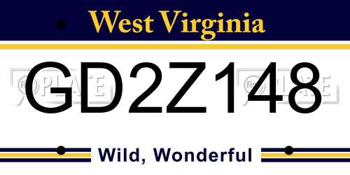 GD2Z148 West Virginia License Plate