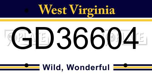 GD36604 West Virginia License Plate