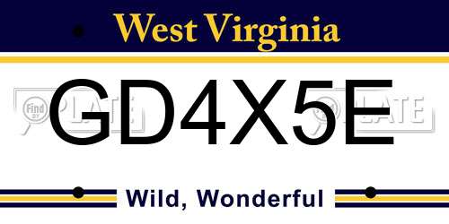 GD4X5E West Virginia License Plate