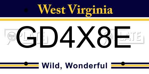 GD4X8E West Virginia License Plate
