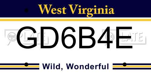 GD6B4E West Virginia License Plate
