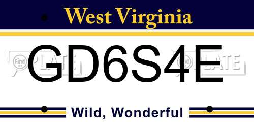 GD6S4E West Virginia License Plate