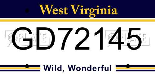 GD72145 West Virginia License Plate