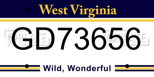 GD73656 West Virginia License Plate