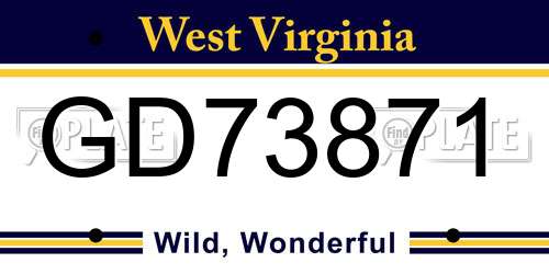 GD73871 West Virginia License Plate