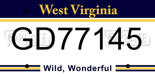 GD77145 West Virginia License Plate