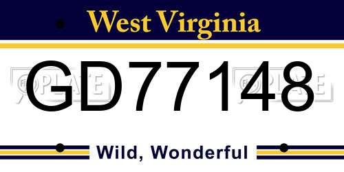 GD77148 West Virginia License Plate