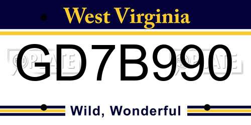 GD7B990 West Virginia License Plate
