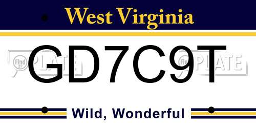GD7C9T West Virginia License Plate
