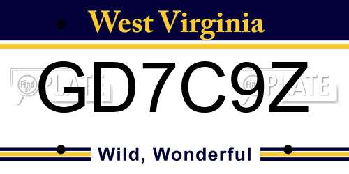 GD7C9Z West Virginia License Plate