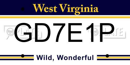 GD7E1P West Virginia License Plate