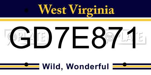 GD7E871 West Virginia License Plate