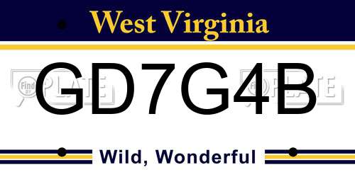 GD7G4B West Virginia License Plate
