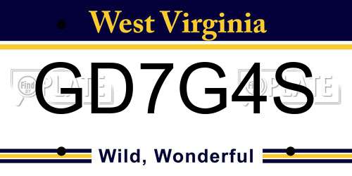 GD7G4S West Virginia License Plate
