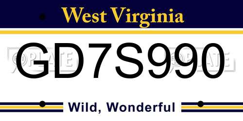 GD7S990 West Virginia License Plate