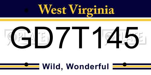 GD7T145 West Virginia License Plate