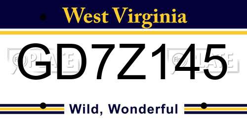 GD7Z145 West Virginia License Plate