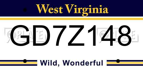 GD7Z148 West Virginia License Plate