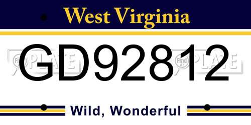 GD92812 West Virginia License Plate