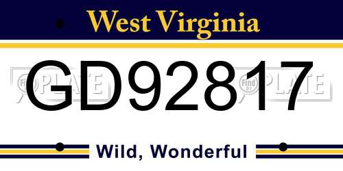 GD92817 West Virginia License Plate