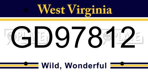 GD97812 West Virginia License Plate