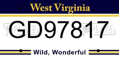 GD97817 West Virginia License Plate