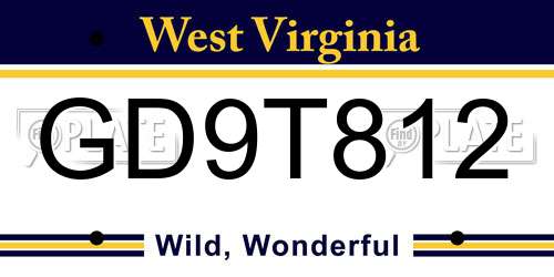GD9T812 West Virginia License Plate